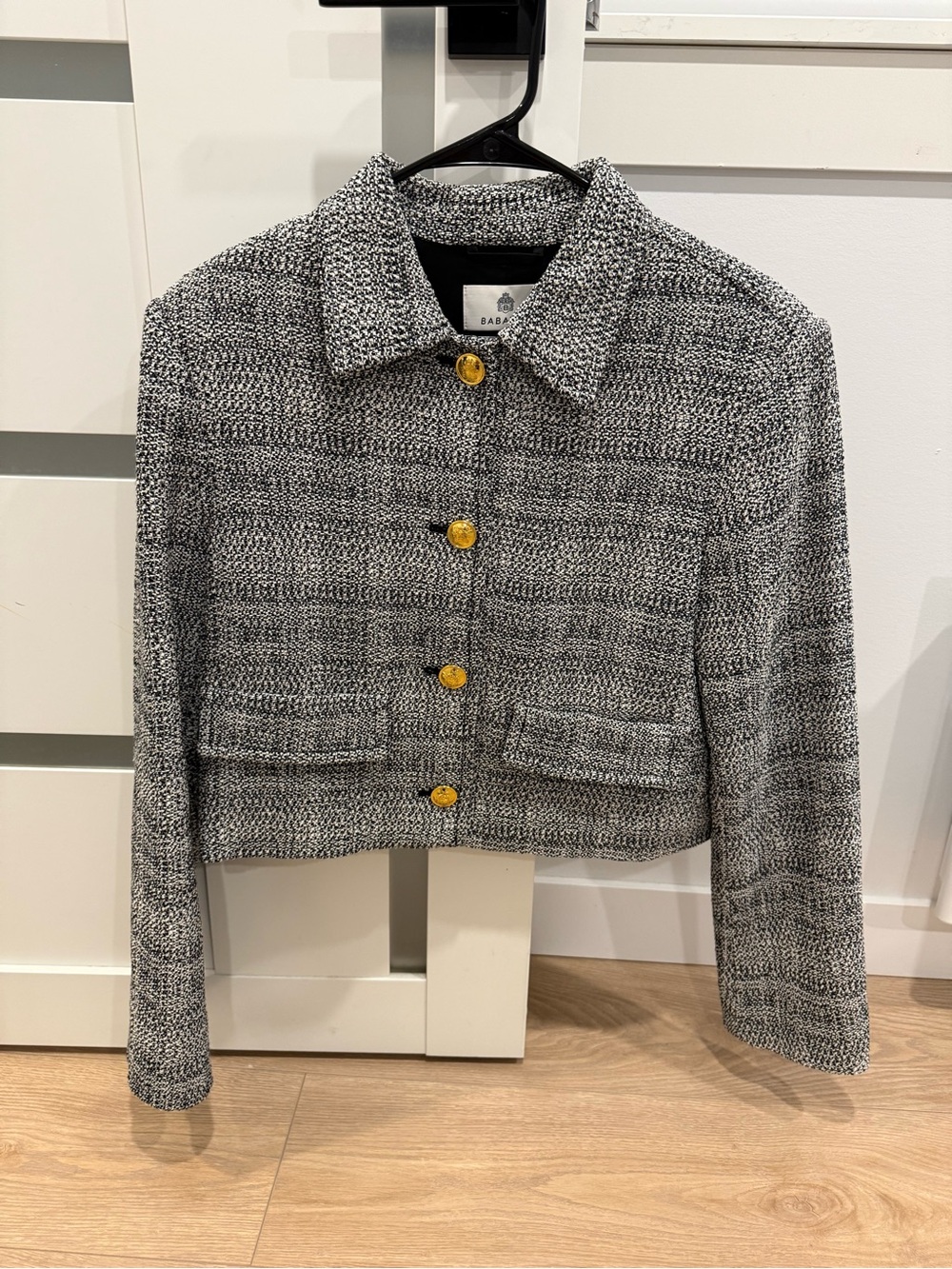 Aritzia Babaton Black & White Tweed Cropped Jacket Size M